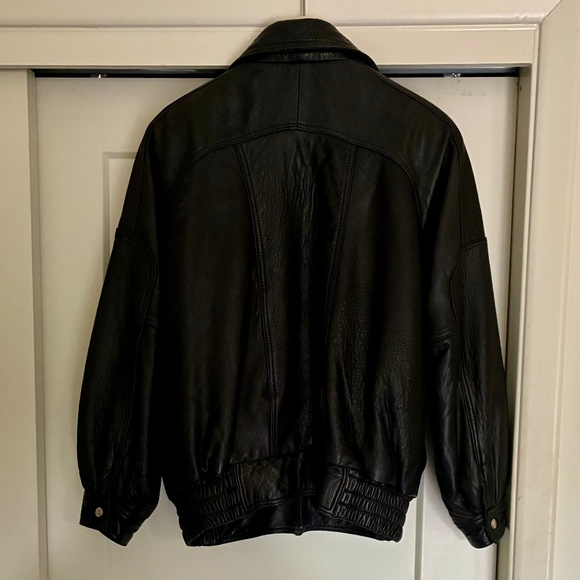 Damselle Vintage Leather Bomber Jacket - Picture 3 of 8